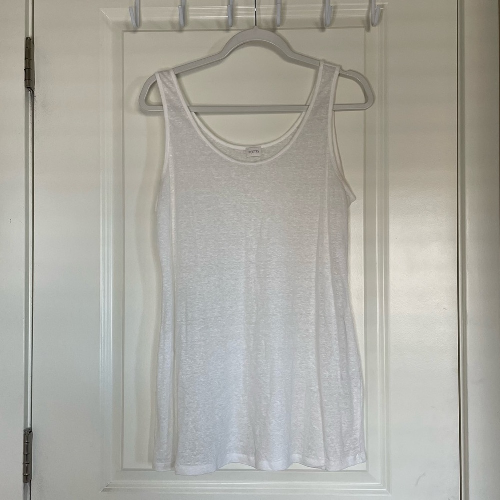 White poetry tank top